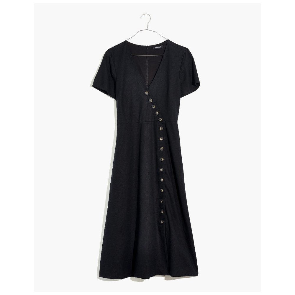 Madewell Linen-Blend Button-Wrap Midi Dress - BNWT SIZE 00